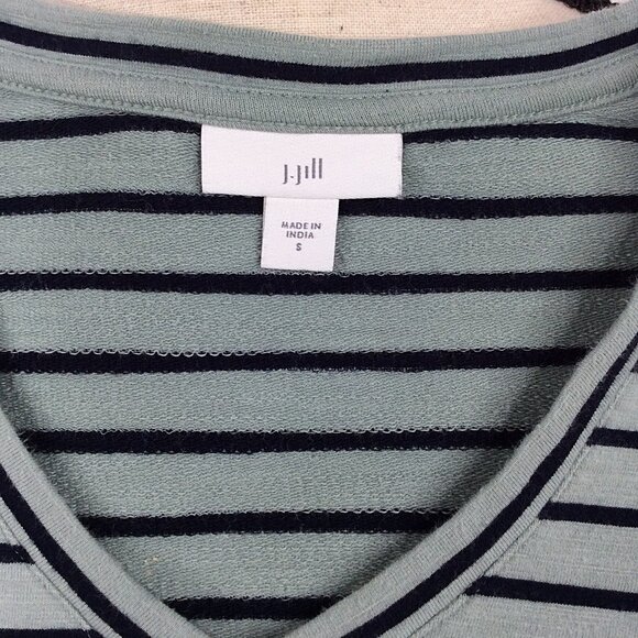 J Jill Pima Cotton Pullover Dress Womens Size Small Seafoam Striped Pockets - Picture 10 of 11